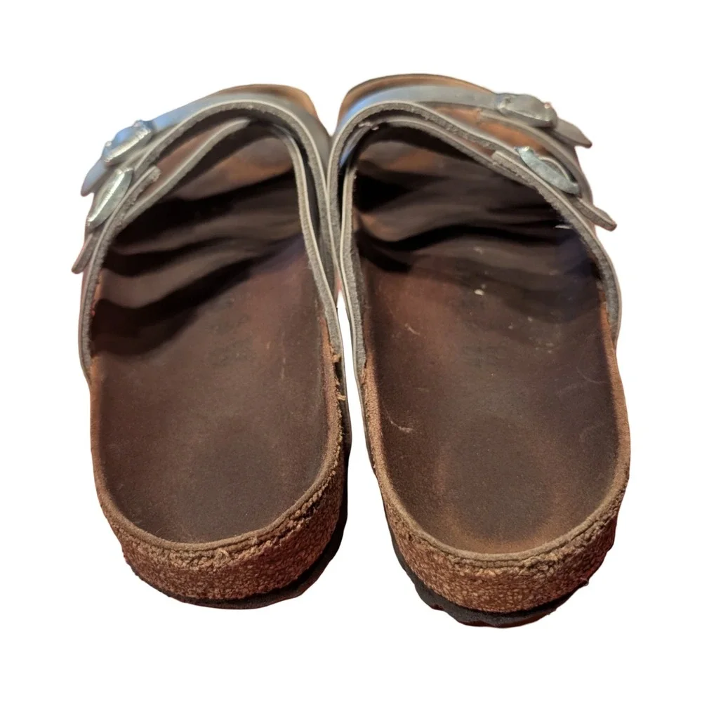 Birkenstock Salina Silver Metallic Strappy Cork Footbed Sandals Mens 42 L11 M9‎
